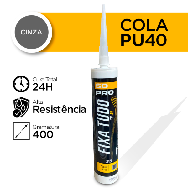 Cola PU 40 Fixa Tudo - Mármore, Porcelanato, Cuba - Caixa com 24und. (Cinza) - Imagem 2