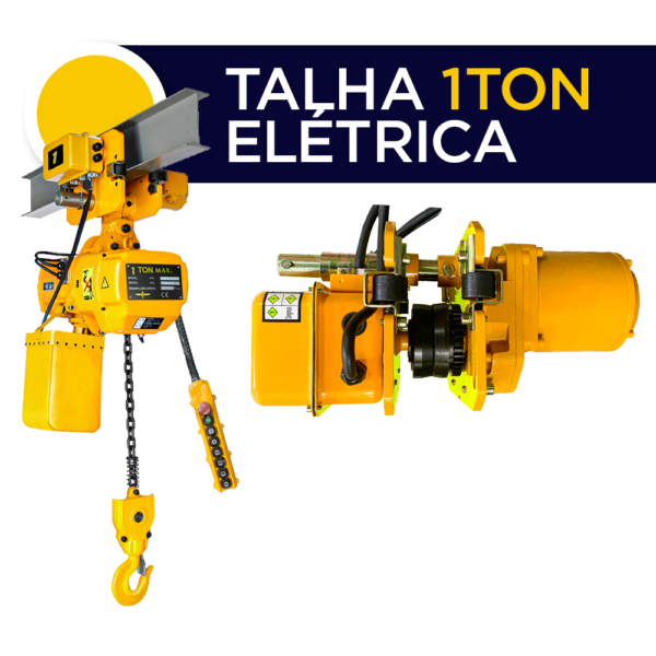 Talha Elétrica 1.000kg - 9m de Corrente - 220/380V com Troller - 1 Tonelada - Imagem 3