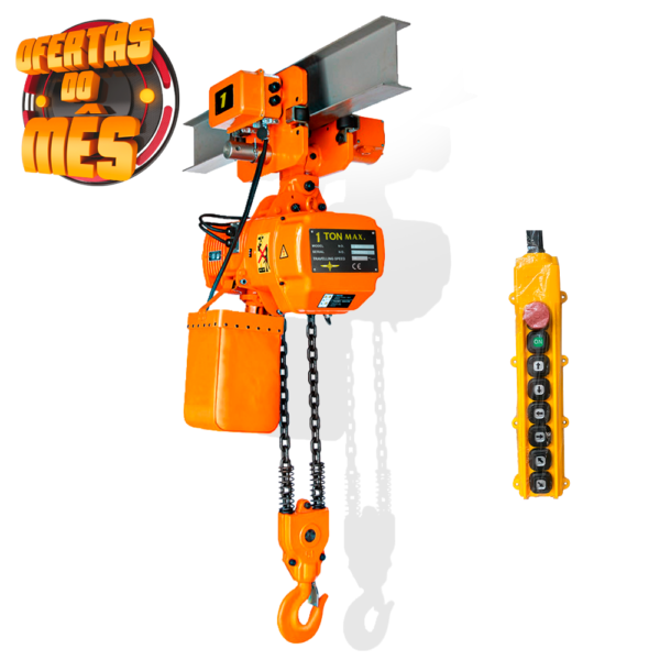 Talha Elétrica 1000kg - 9m De Corrente Com Troler - 1 Tonelada